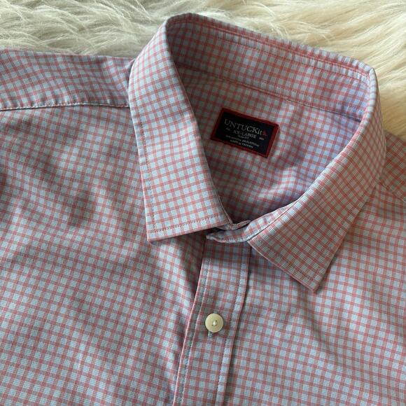 UNTUCKit Performance Nylon Plaid Button Front Shirt Slim Fit Men's Size 2XL - Picture 1 of 7